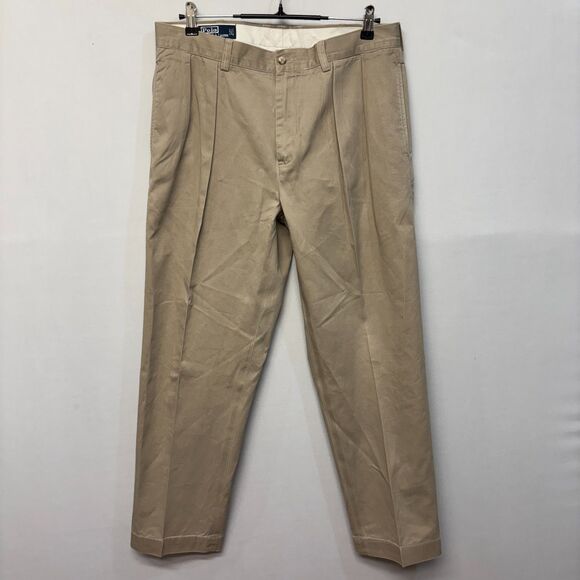 Vintage Polo Ralph Lauren Men Ethan Chino Pants Size 34x30 Pleated C042 -22 - Picture 1 of 16